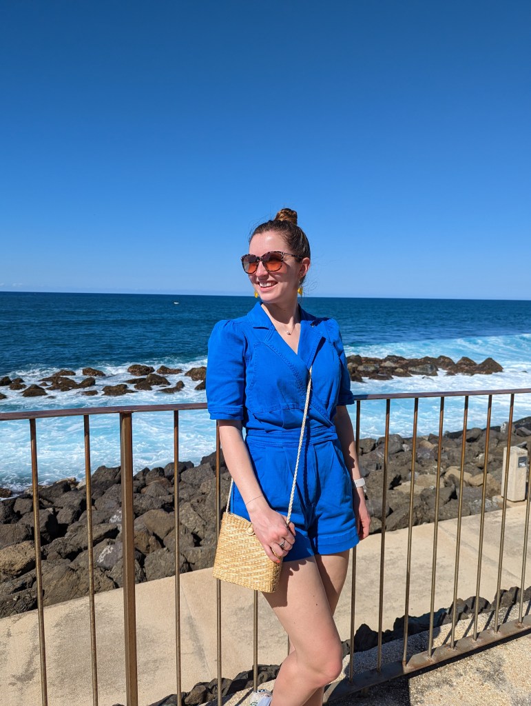 blue-romper-wicker-purse-atlantic-ocean-puerto-rico-old-san-juan