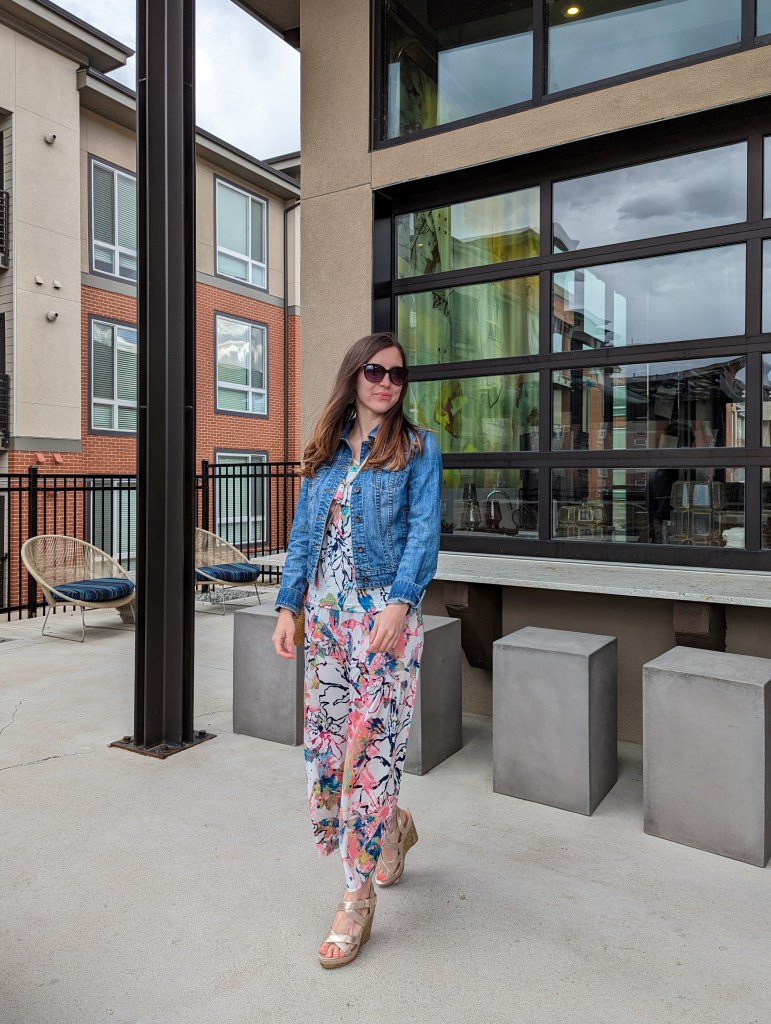 clara-sunwoo-matching-set-resortwear-tropical-colors-jumpsuit-denim-jacket