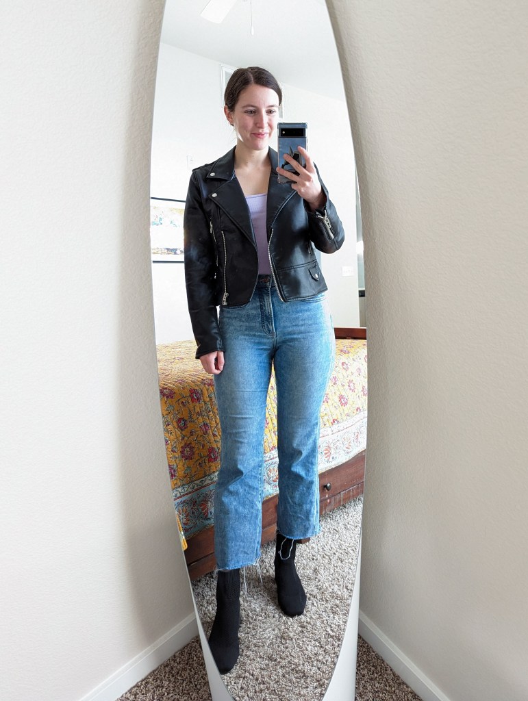 black-leather-jacket-purple-bodysuit-cropped-flared-jeans-black-booties-vivaia