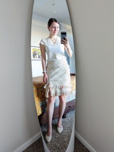 monochrome-outfit-lace-blouse-thrifted-pencil-skirt-vivaia-heels