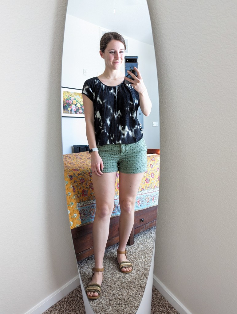 black-top-green-eyelet-shorts-loft-brown-sandals