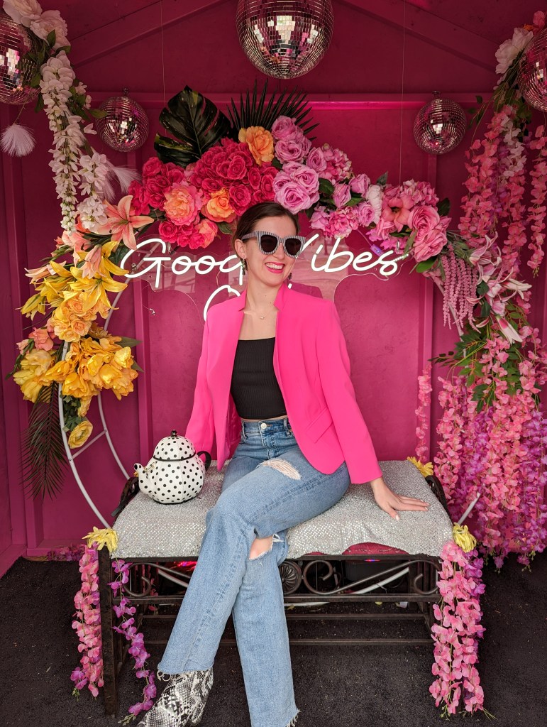 hot-pink-blazer-good-vibes-barbie-core-straight-leg-jeans-trendy