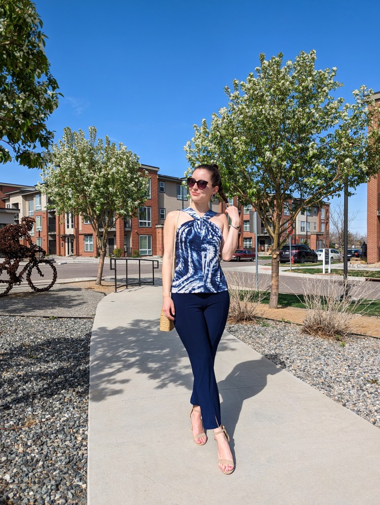 navy-blue-monochrome-outfit-nude-heels-clara-sunwoo-black-sunglasses-spring-outfit