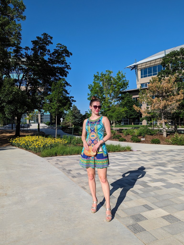 geometric-printed-dress-thrifted-deja-blue-goodwill-denver