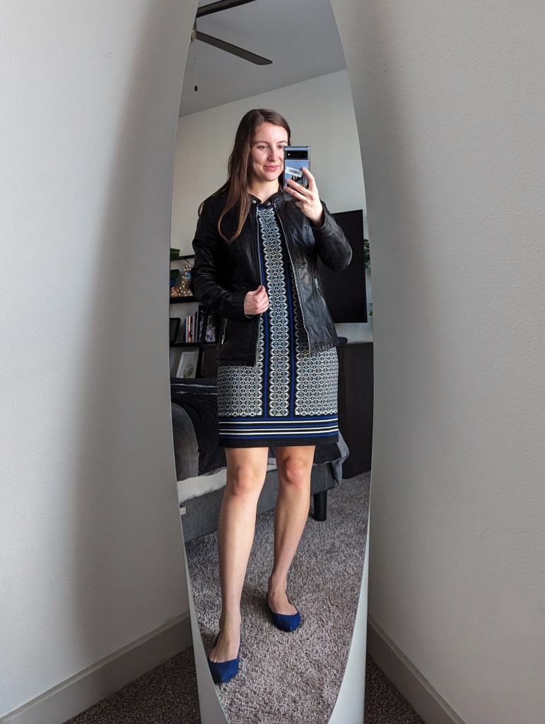 blue-flats-max-studio-dress-black-leather-jacket