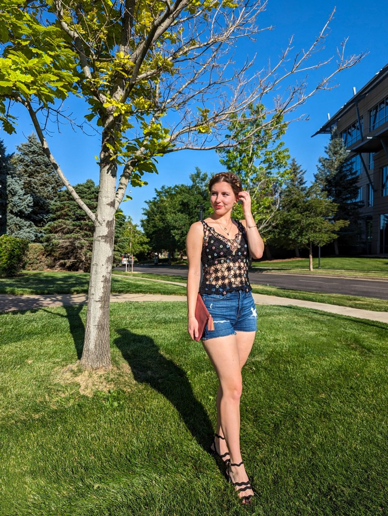 crochet-tank-thrifted-secondhand-style-denim-shorts-black-sandals-macys