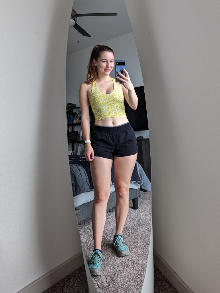 black-running-shorts-aerie-lime-green-sports-bra