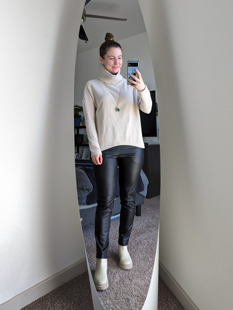 beige-turtleneck-sweater-fall-outfit-black-leather-pants-clara-sunwoo-cream-booties-trendy