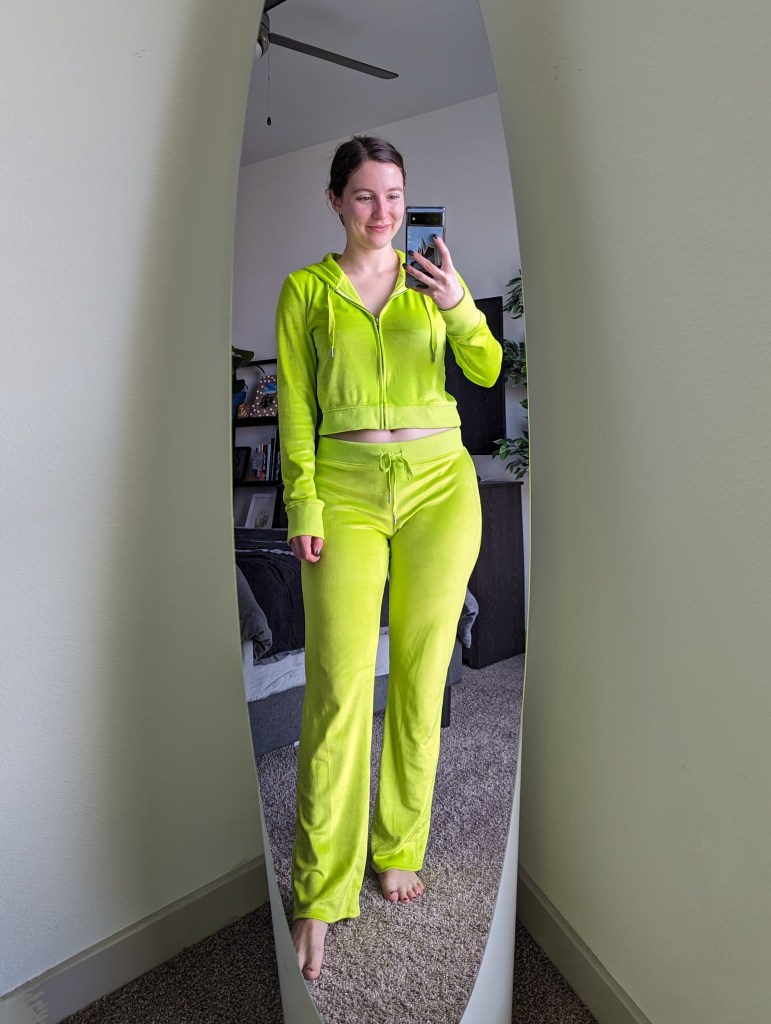 american-eagle-velour-tracksuit-aerie-neon-green-matching-set