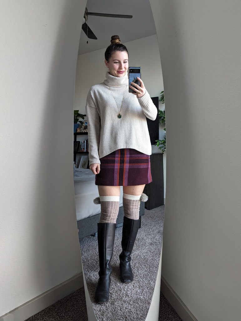 beige-turtleneck-sweater-plaid-skirt-knee-socks-boots