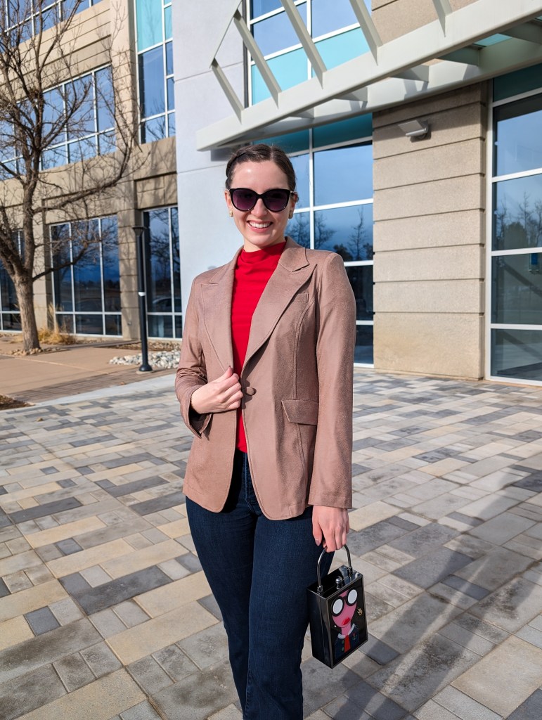 brown-blazer-red-blouse-clara-sunwoo-work-outfits-january-winter-style