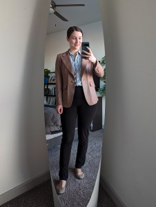 clara-sunwoo-blazer-button-down-work-outfit-black-pants