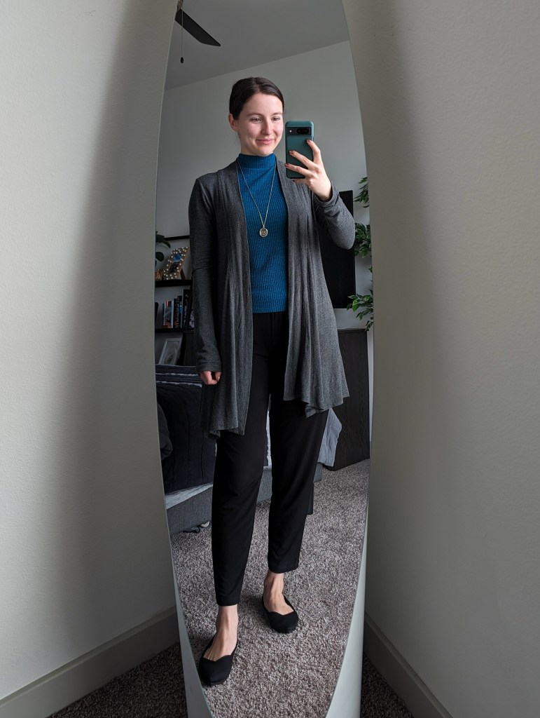 mock-neck-top-joggers-clara-sunwoo-long-cardigan-work-outfit