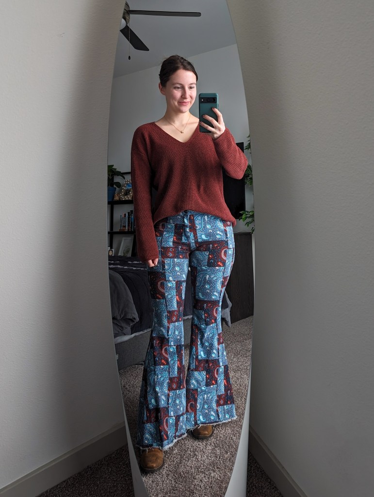 oversized-sweater-printed-bellbottom-pants-cavenders-cowgirl-boots