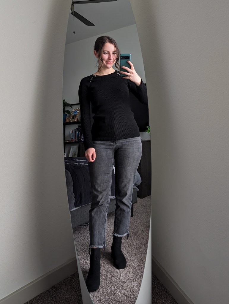 black-sweater-scout-and-molly-grey-mom-jeans-express-black-vivaia-booties
