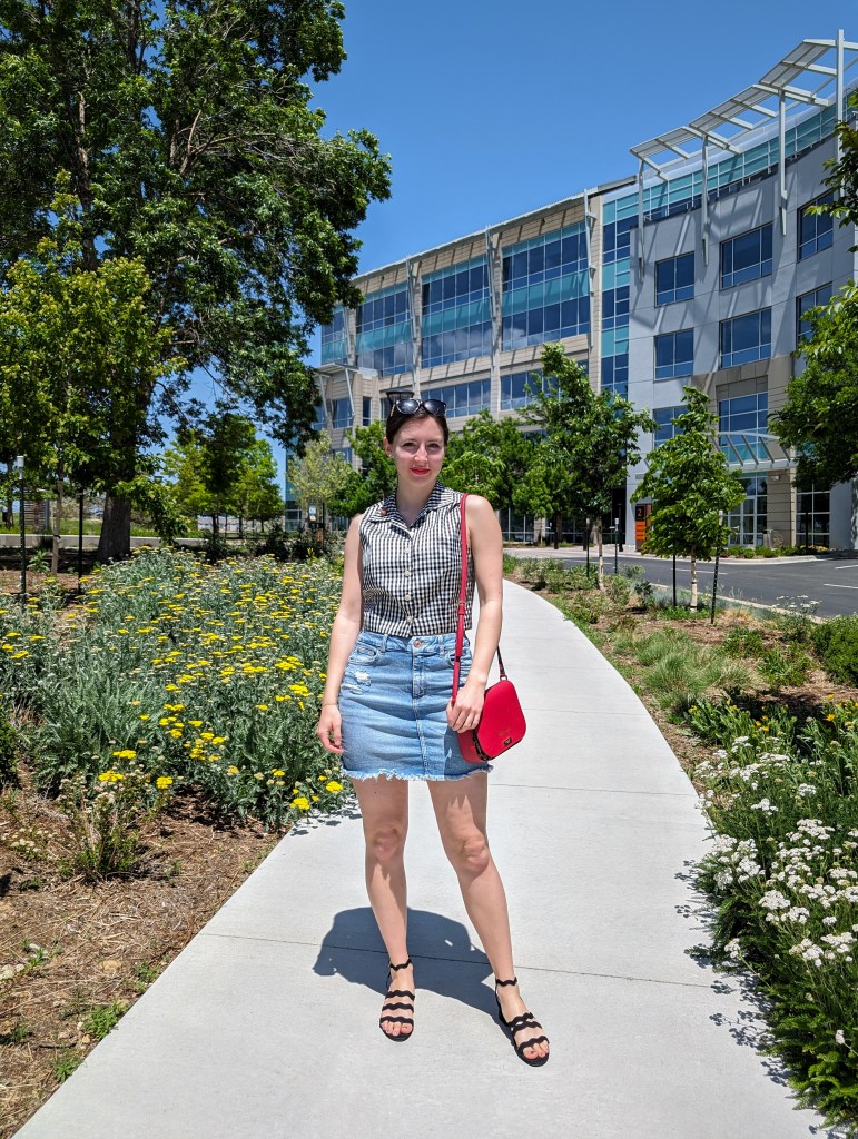 gingham-collared-top-denim-skirt-red-trend-kate-spade-purse