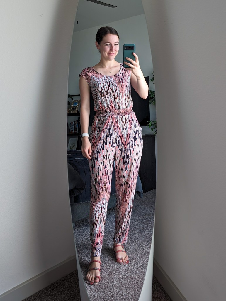 clara sunwoo jumpsuit summer work outfit printed 