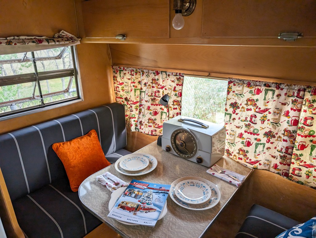 retro camper interior radio WWII era 1940s ball boulder airport denver events