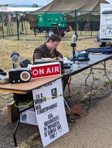 on air retro radio station reporting WWII era announcements 1940s ball boulder colorado