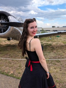 retro outfit polka dot dress secondhand style 1940s ball denver blogger