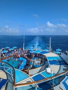 cruise ship carnival cruises pool deck pool day back of ship mexico pacific ocean