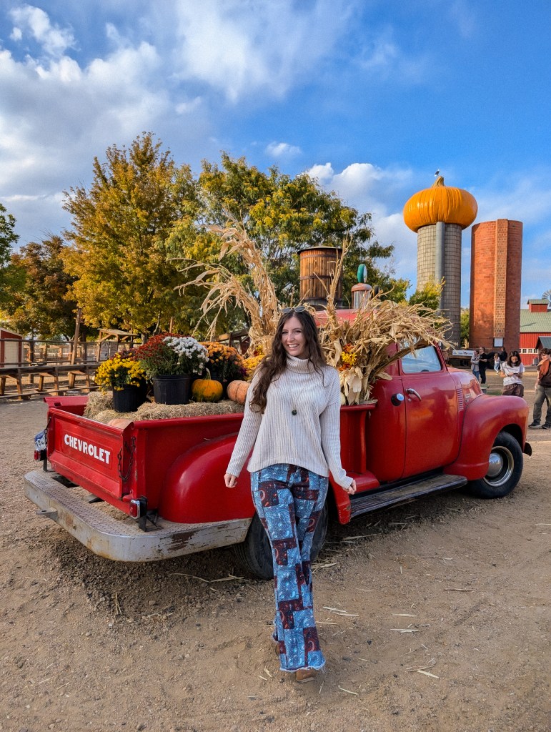anderson farms erie colorado terror in the corn pumpkin patch fall dates bellbottoms printed pants cavenders sweater clara sunwoo