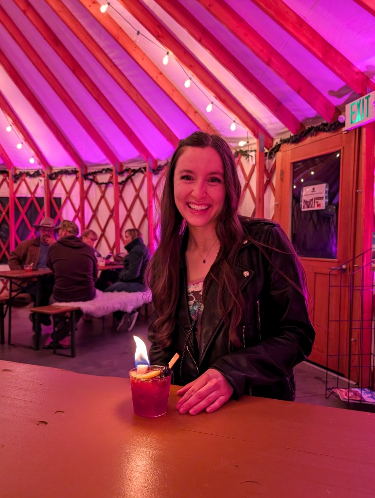 grand junction colorado leather jacket night out bar hopping cocktails yurt