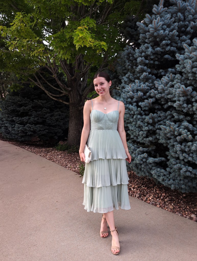 dressing up formal wear wedding guest dress sage green spring pastels summer dress