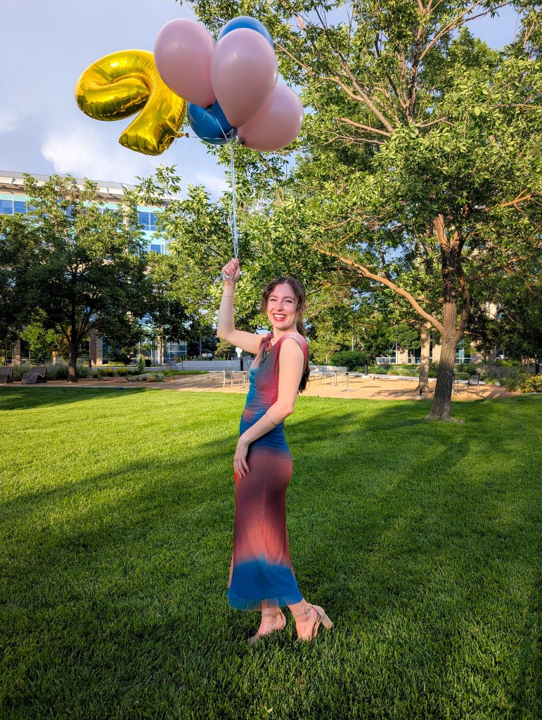 nine year blogiversary multicolor dress desigual celebration outfit