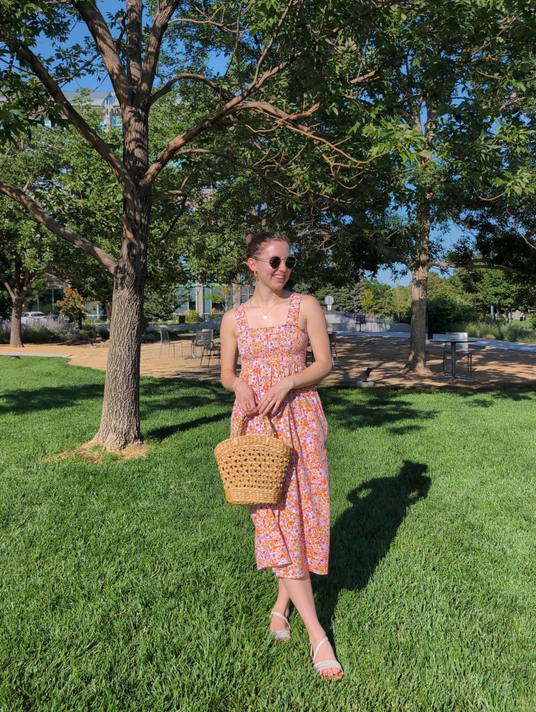 cost per wear wicker purse sungait sunglasses floral dress maxi wicker basket purse cost per wear