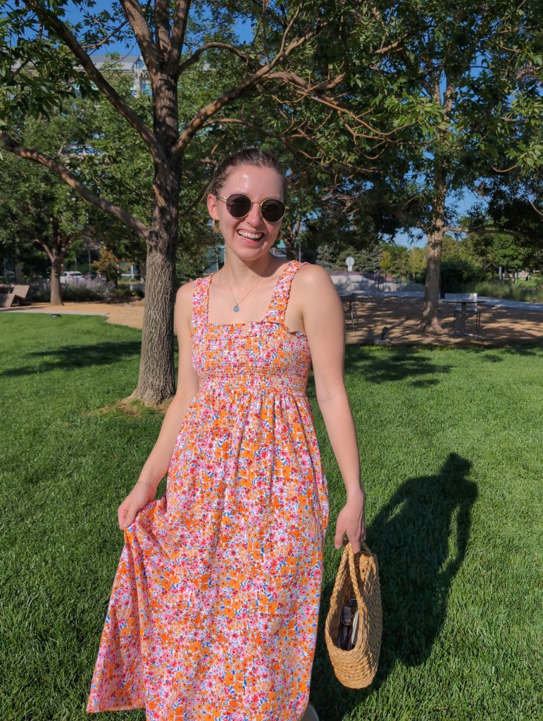 floral maxi dress smocked old navy summer style july 2025 month in review
