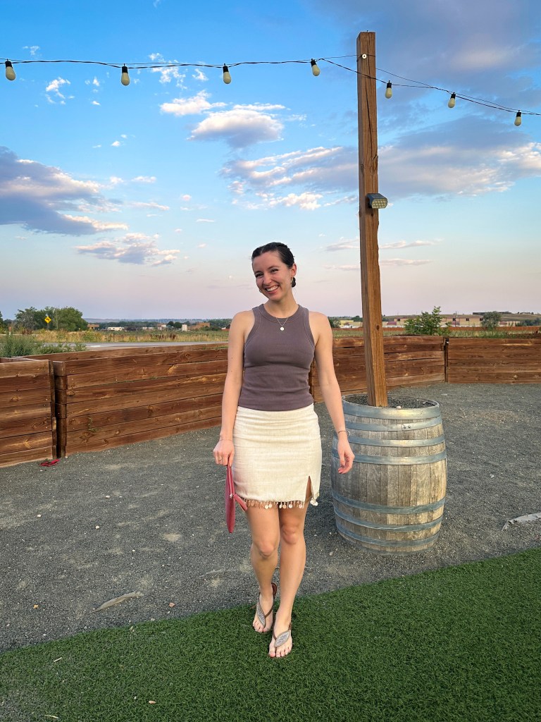 bobbles and lace skirt summer date night brown and beige beaded clothes