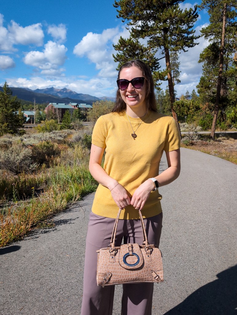 month in review monthly recap yellow sweater short sleeve mauve pants amazon fashion affordable fashion