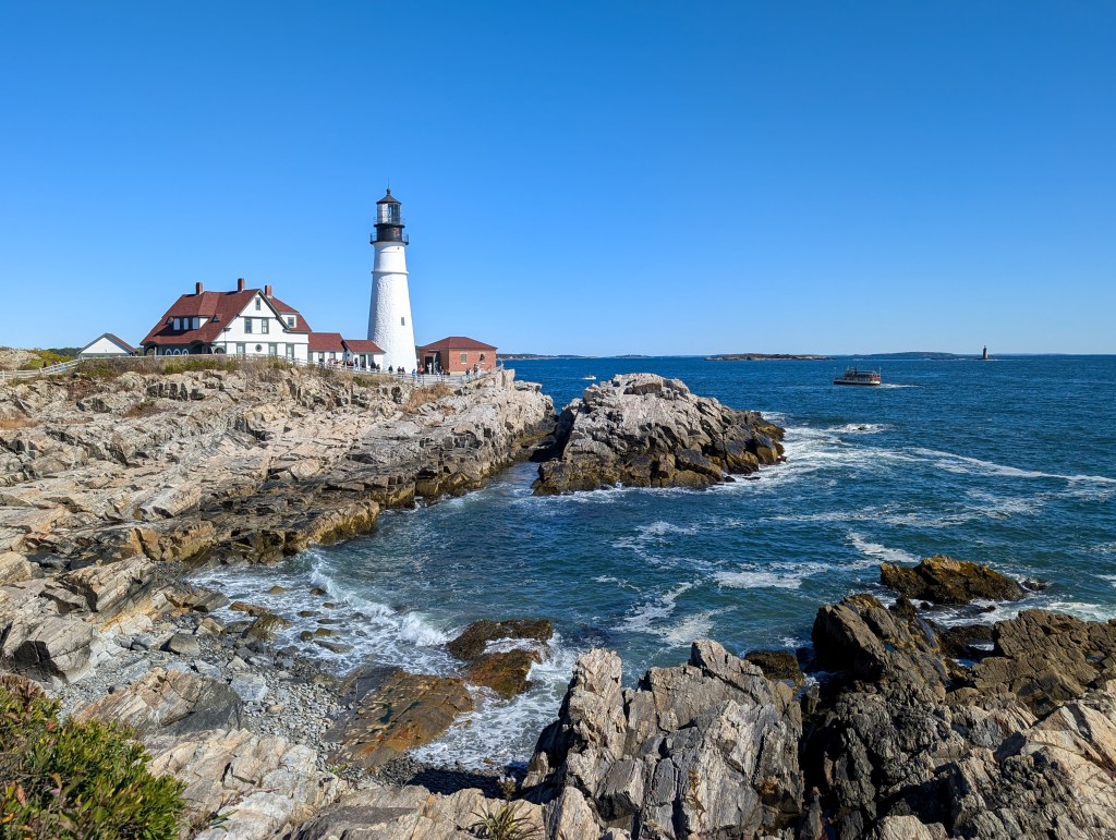 Cape Elizabeth Portland Headlight lighthouse portland maine coastal maine tourist new england road trip Atlantic Ocean