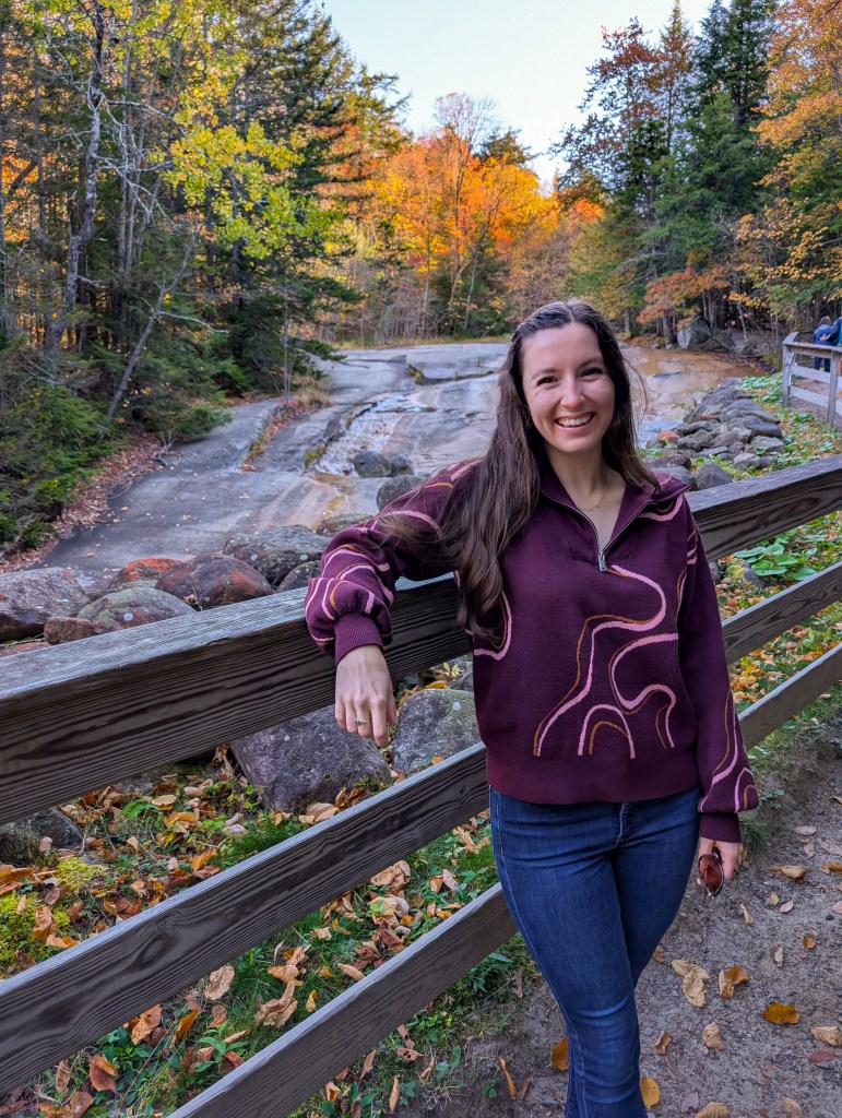 kohl's sweater half-zip fall fashion franconia notch state park new hampshire flume gorge