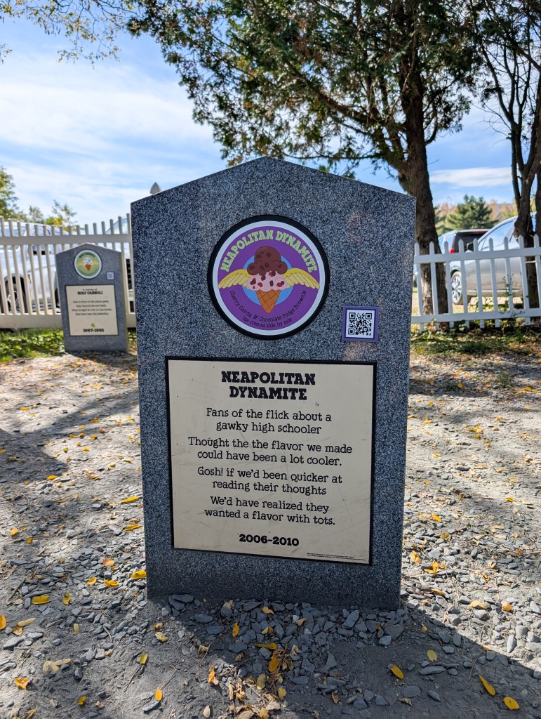 Ben and Jerry's factory flavor graveyard ice cream Waterbury Vermont fall New England road trip