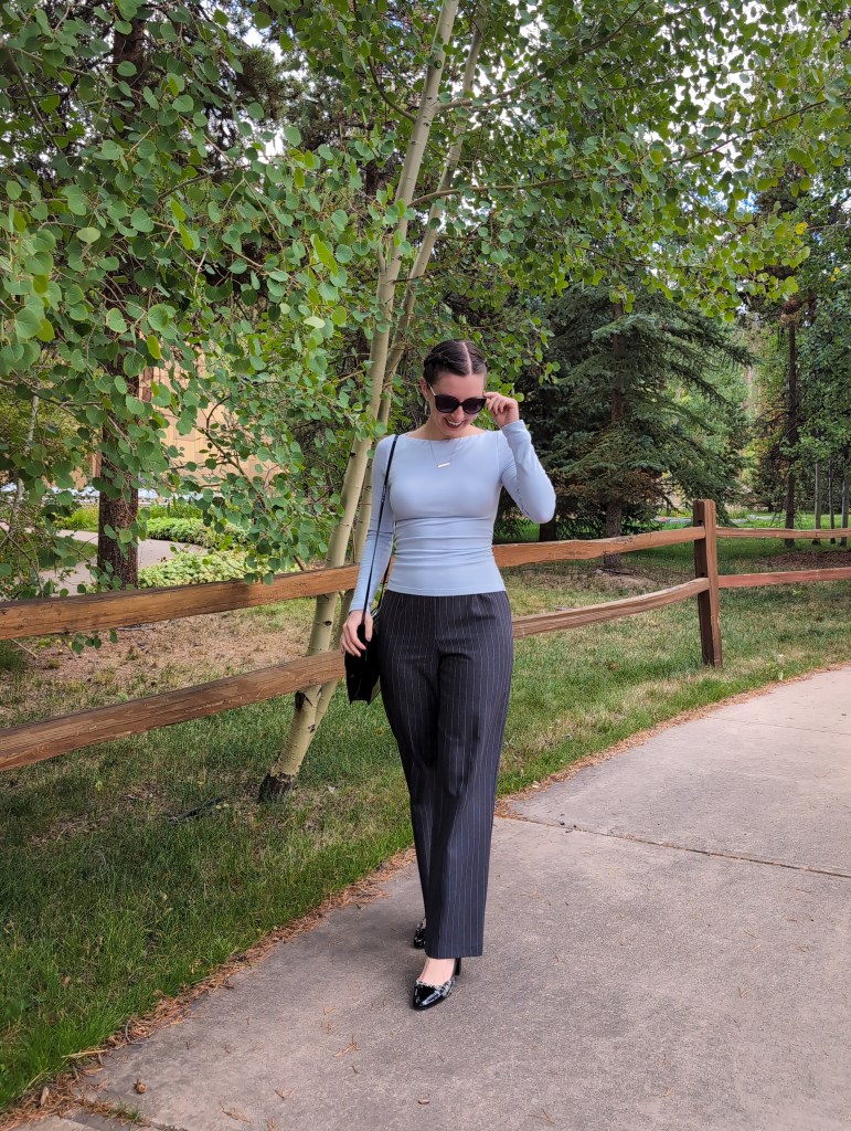 November 2025 month in review pinstripe pants secondhand style black patent purse Keystone Colorado