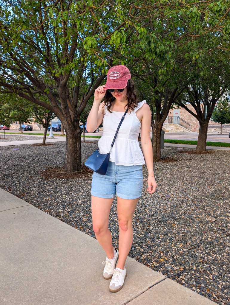 casual summer style Severance hat red and blue patriotic outfit