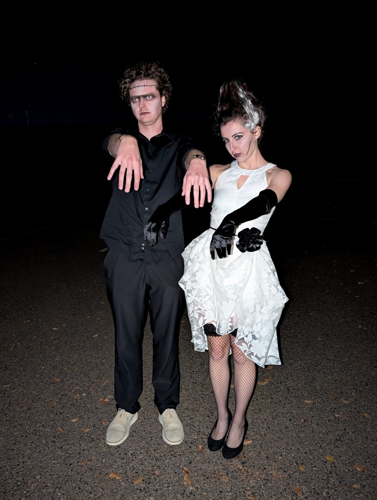 Frankenstein's monster and the Bride of Frankenstein Halloween costumes